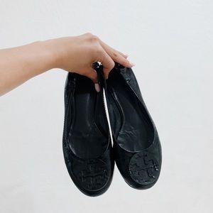 Tory Burch Reva Black Patent Leather Flats